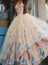 Ball Gown Sweetheart Appliques Butterfly Tulle Prom Dresses LBQ3555